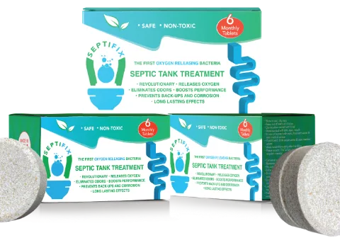 Three boxes of Septifix septic tank treatment tablets, 18-month supply